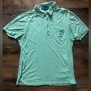 Polo Ralph Lauren Green Stripe Pocket Tee RLYC Yacht Club Nautical L